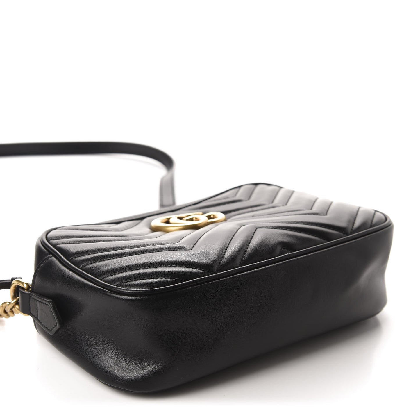 Calfskin Matelasse Small GG Marmont Chain Shoulder Bag Black