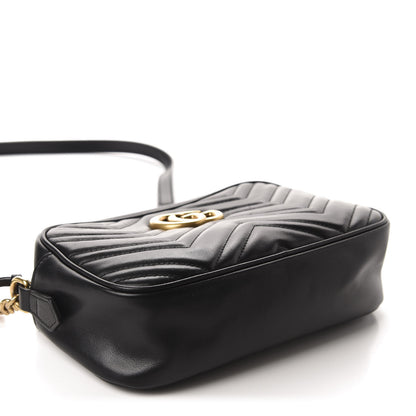 Gucci Calfskin Matelasse Small GG Marmont Chain Shoulder Bag Black 4 of 14