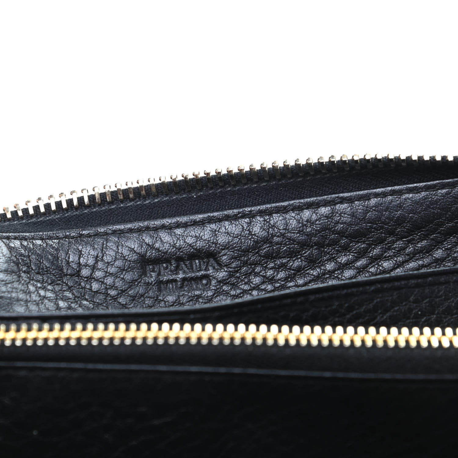Prada Vitello Daino Zip Around Wallet Black 6 of 9