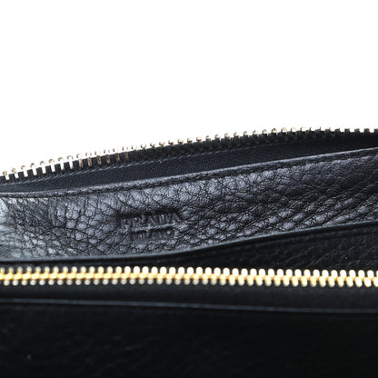 Prada Vitello Daino Zip Around Wallet Black 6 of 9