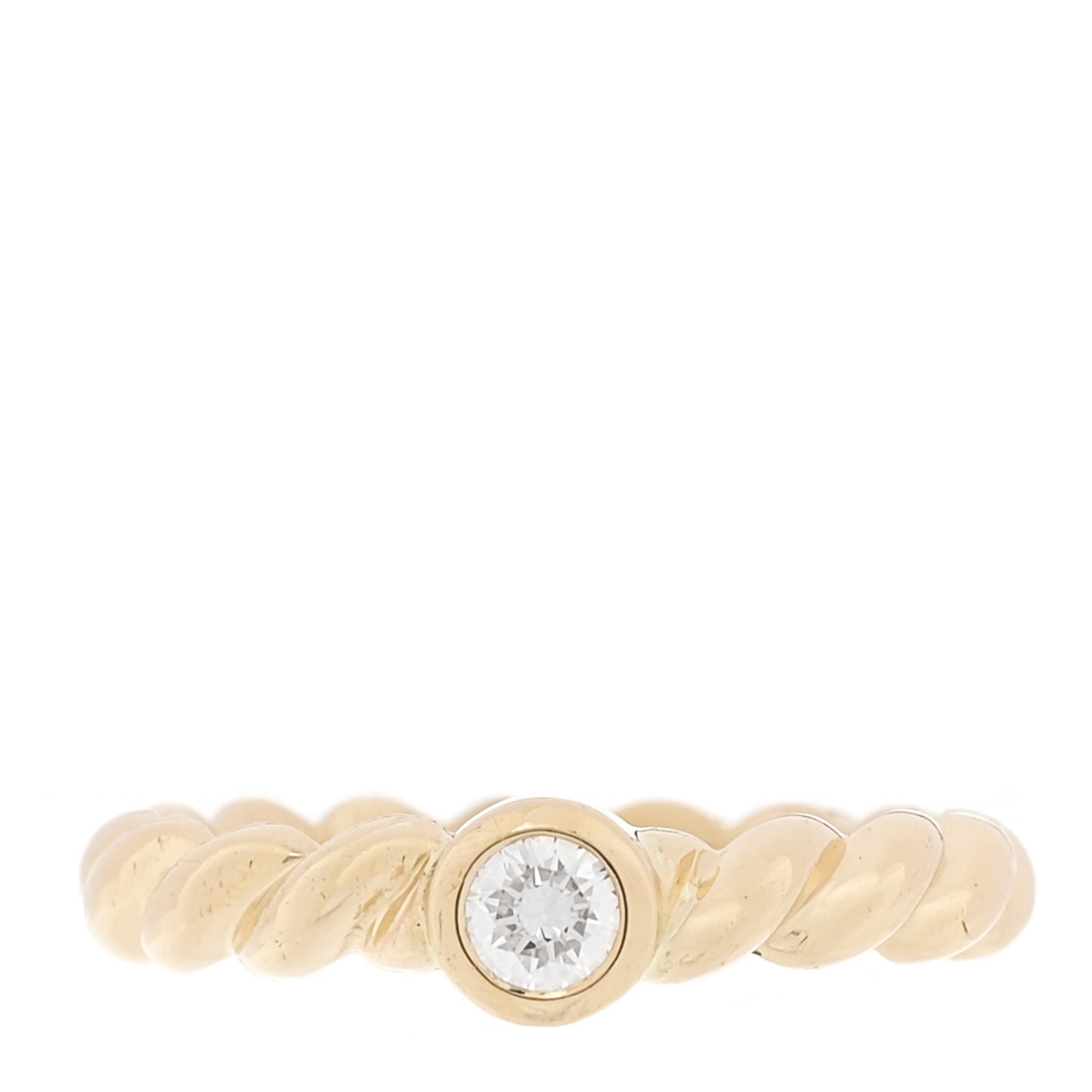18K Yellow Gold Diamond Twisted Rope Ring 48 4.5