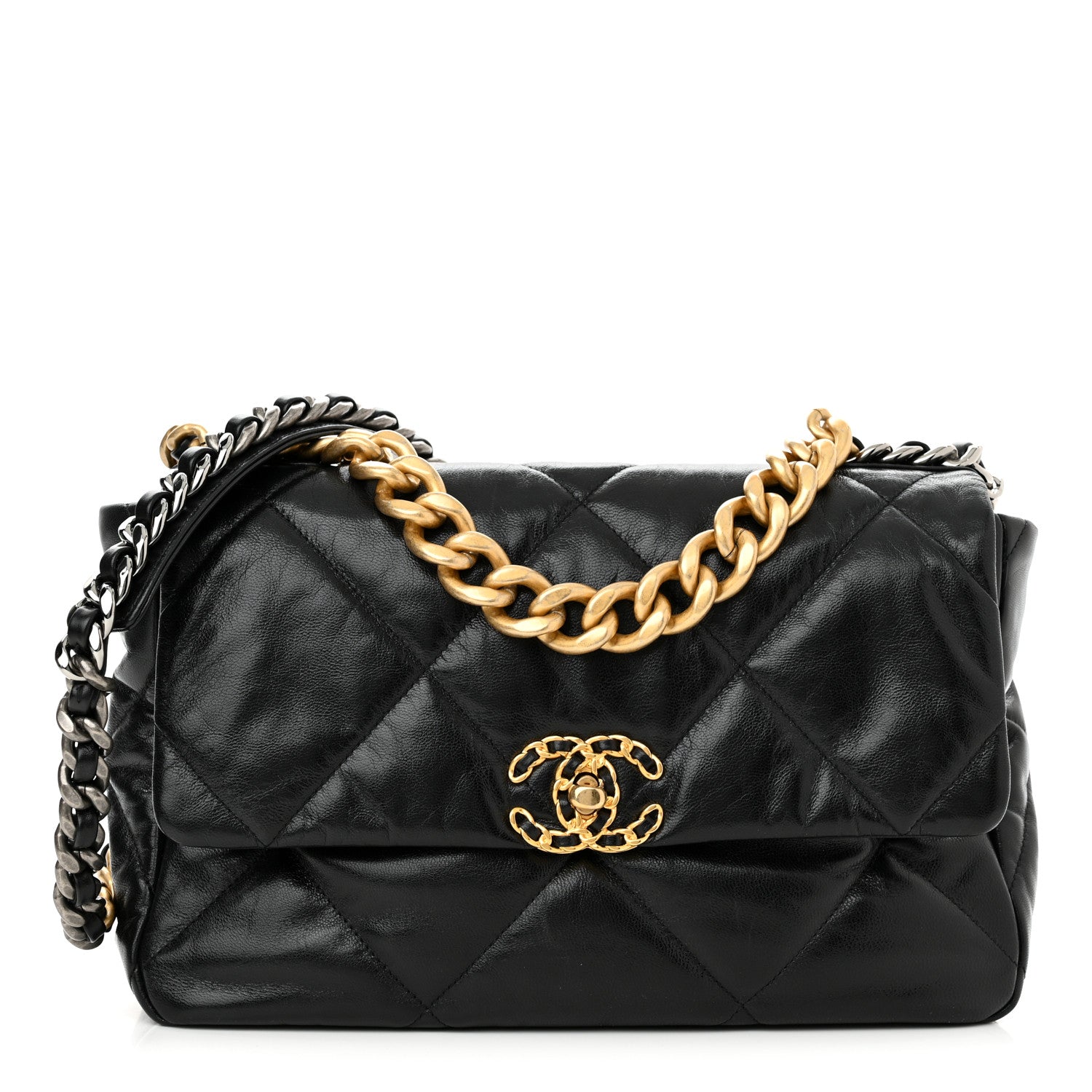 Chanel Goatskin Quilted Large Chanel 19 Flap Black 1 of 10