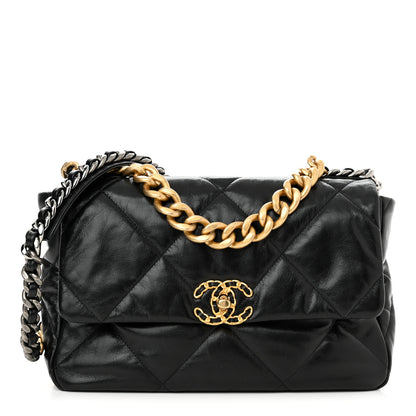 Chanel Goatskin Quilted Large Chanel 19 Flap Black 1 of 10