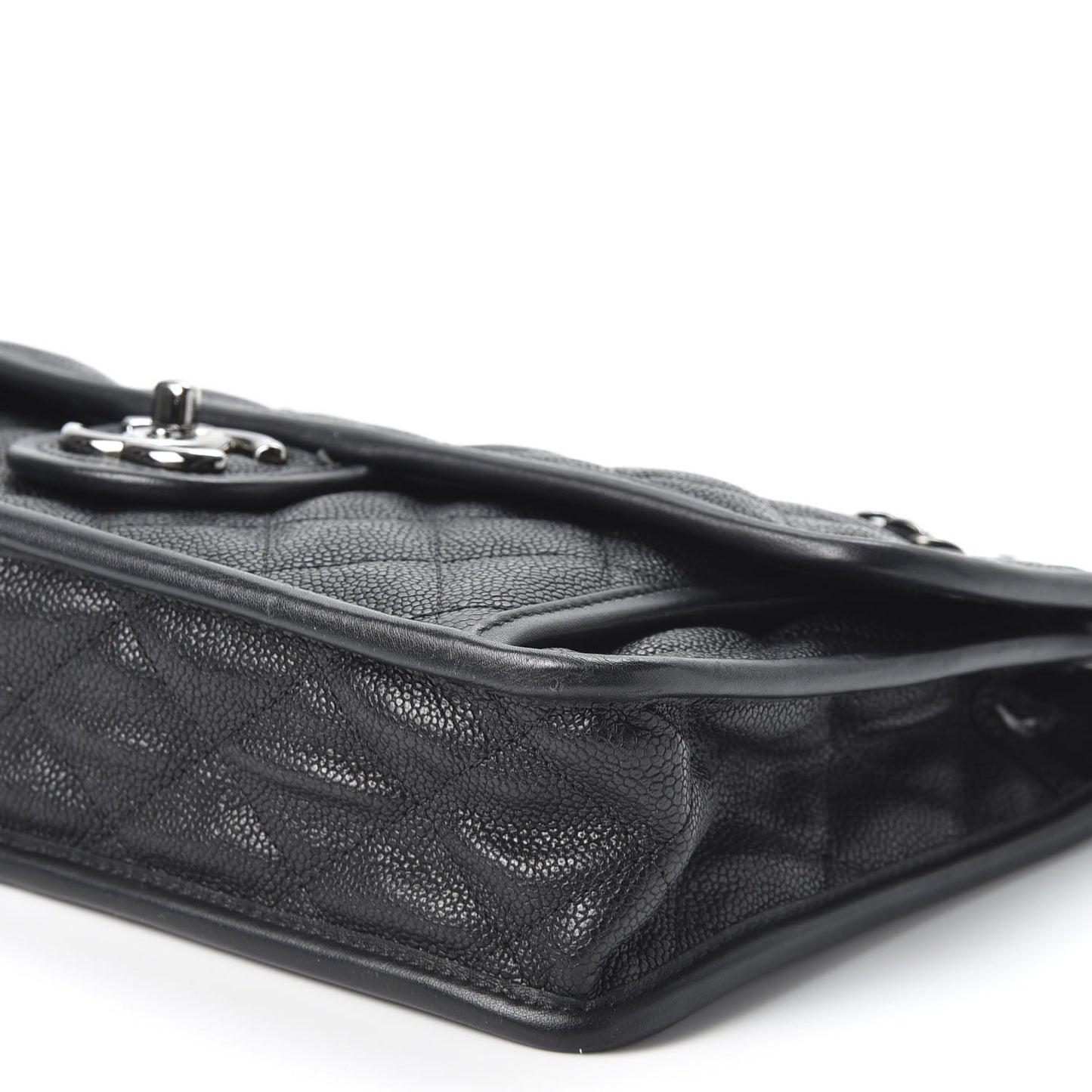 Caviar Quilted Medium French Riviera Flap Black