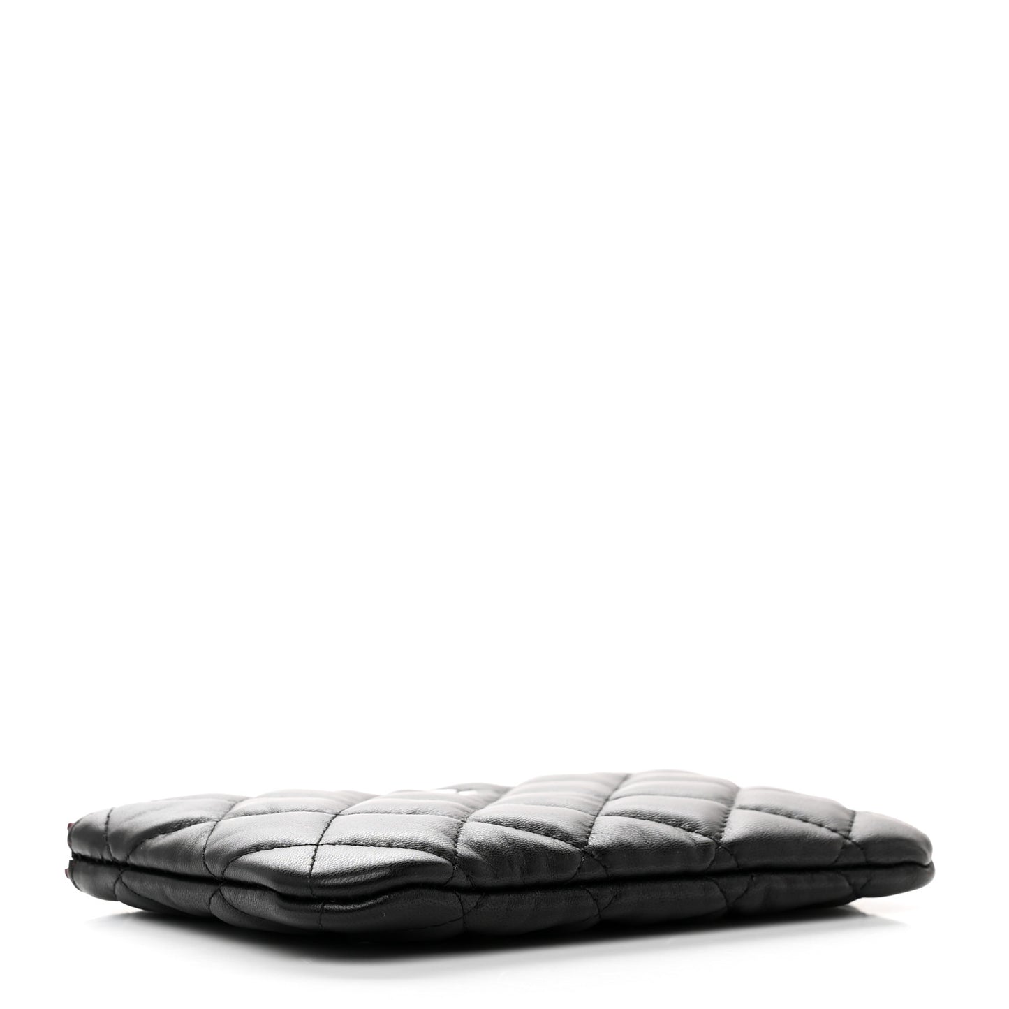 Lambskin Quilted Small Cosmetic Case Black