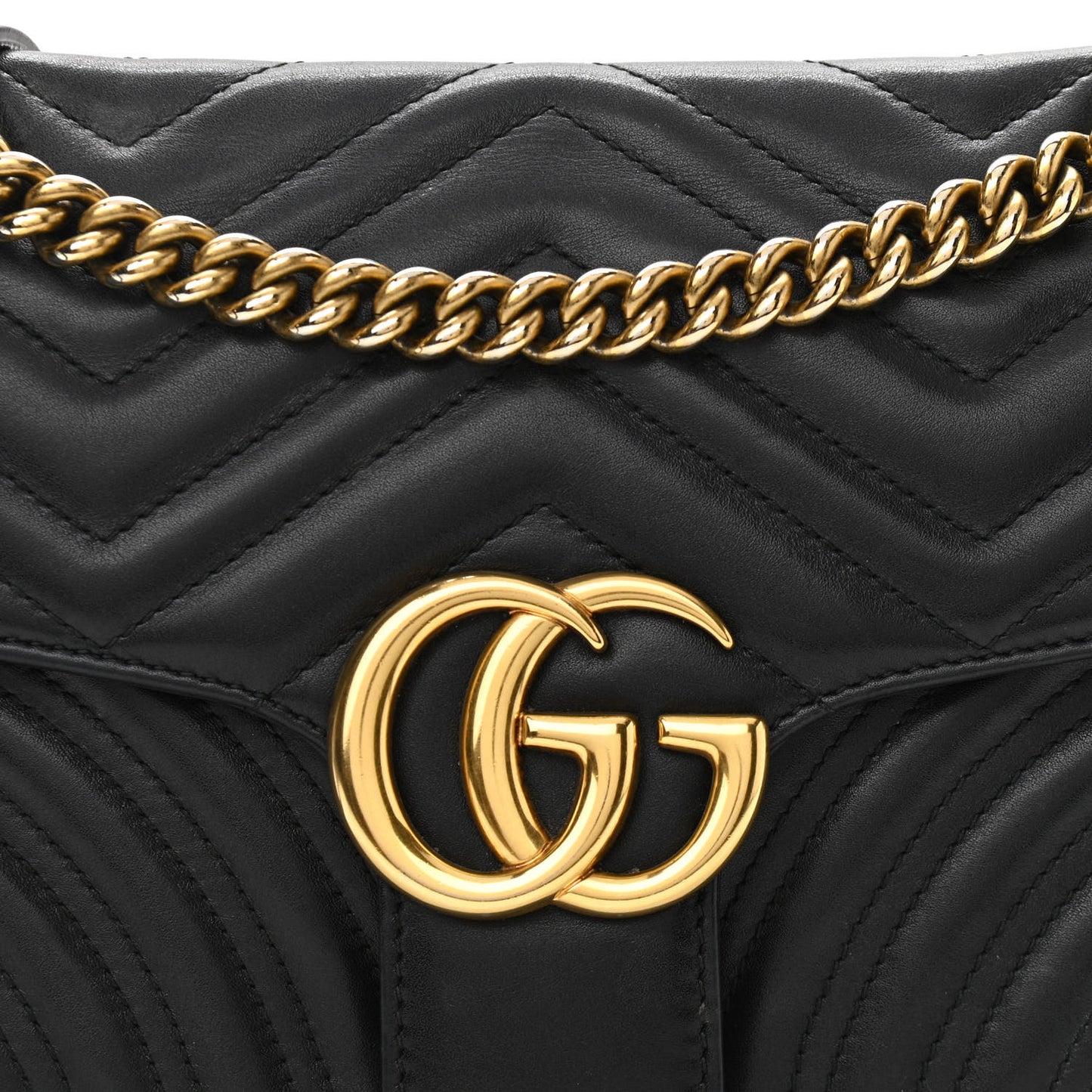 Calfskin Matelasse Small GG Marmont Shoulder Bag Black