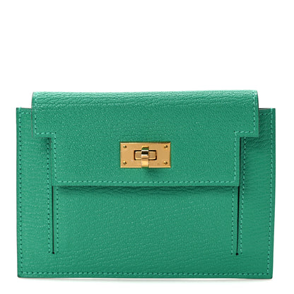 Hermes Chevre Mysore Kelly Pocket Compact Wallet Menthe 1 of 8