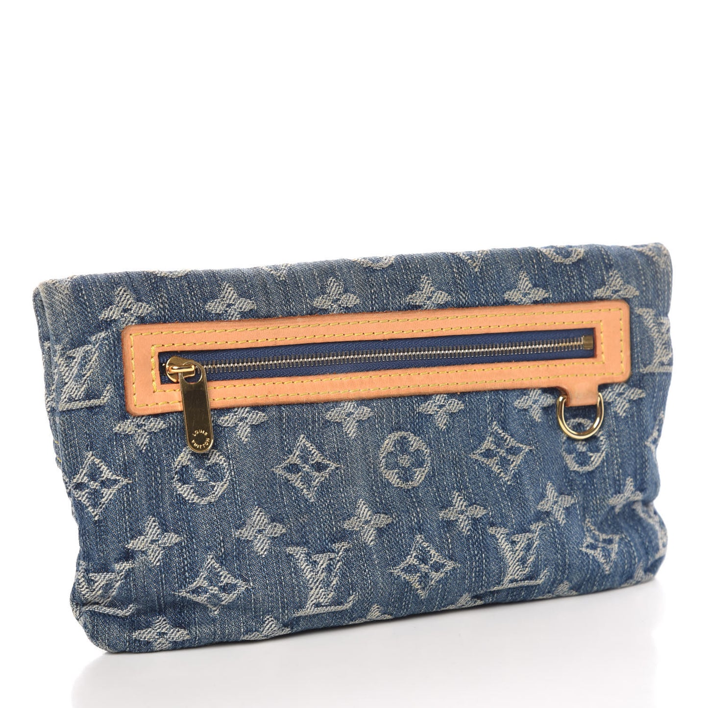 Monogram Denim Pochette Plat Clutch Blue