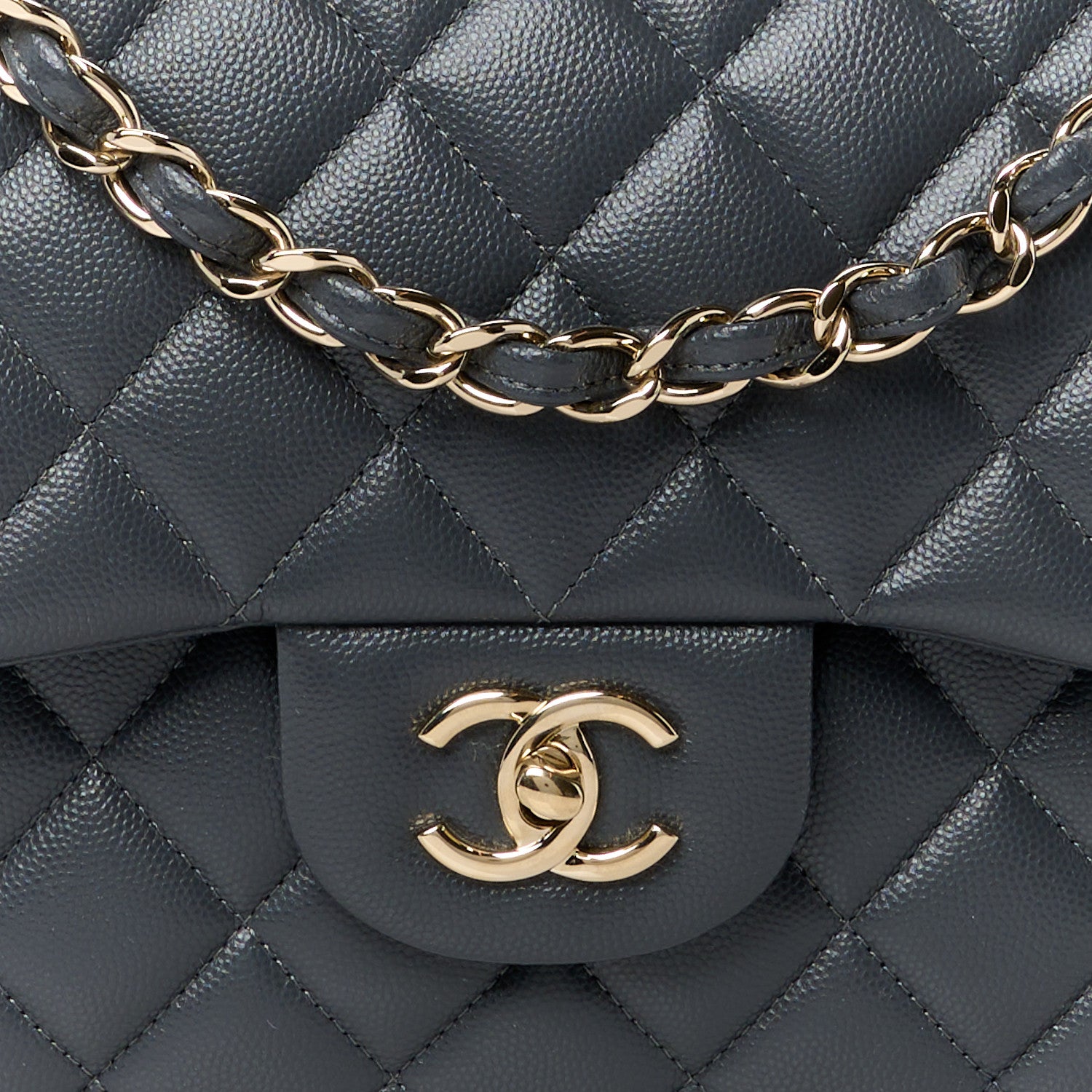 Chanel Caviar Quilted Jumbo Double Flap Dark Grey 9 of 12
