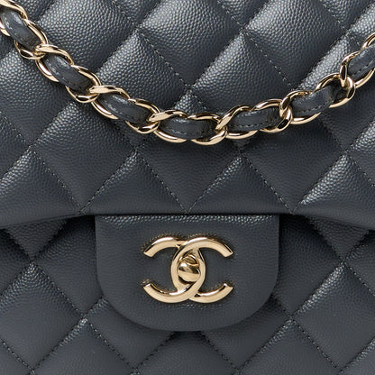 Chanel Caviar Quilted Jumbo Double Flap Dark Grey 9 of 12