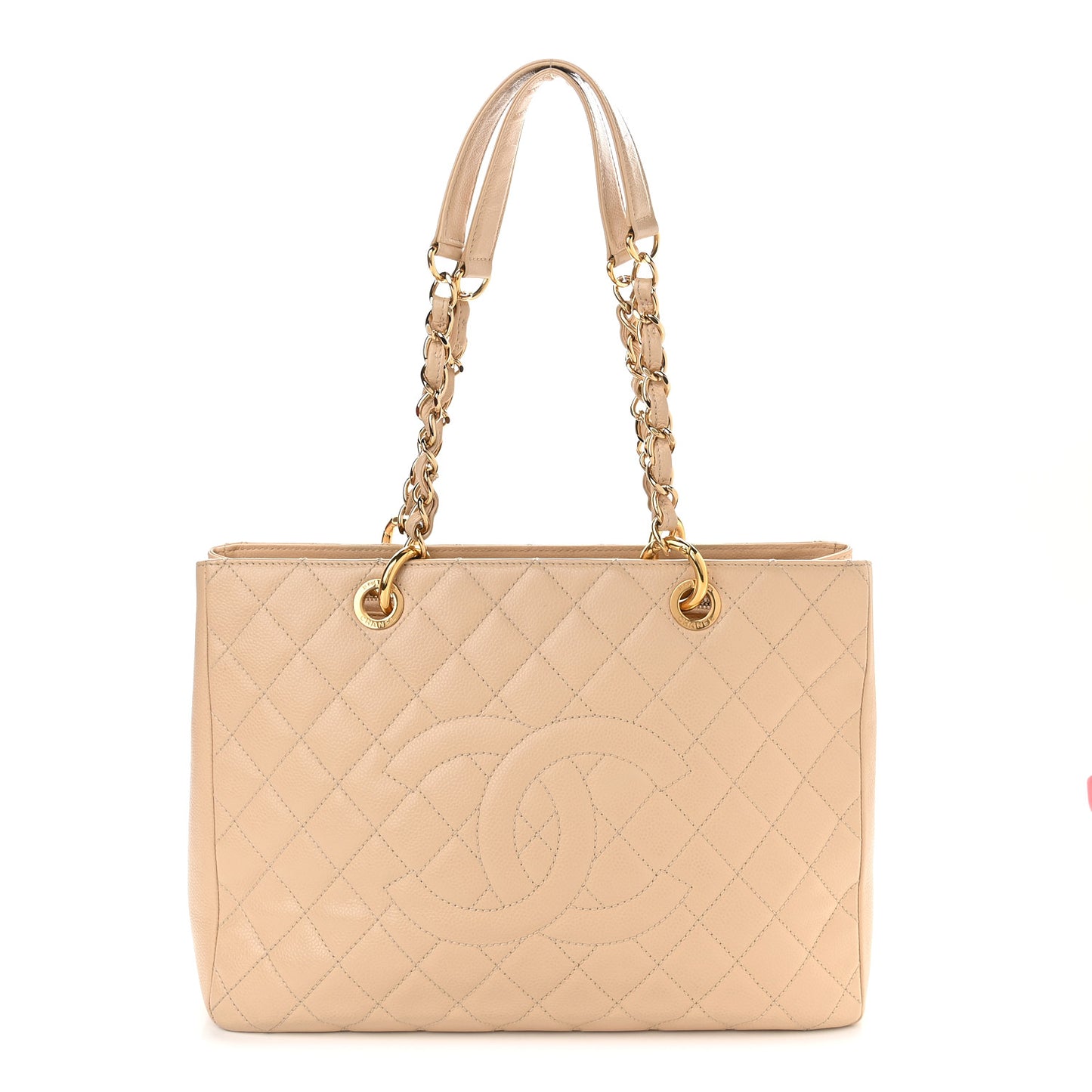 Caviar Quilted Grand Shopping Tote GST Beige Clair