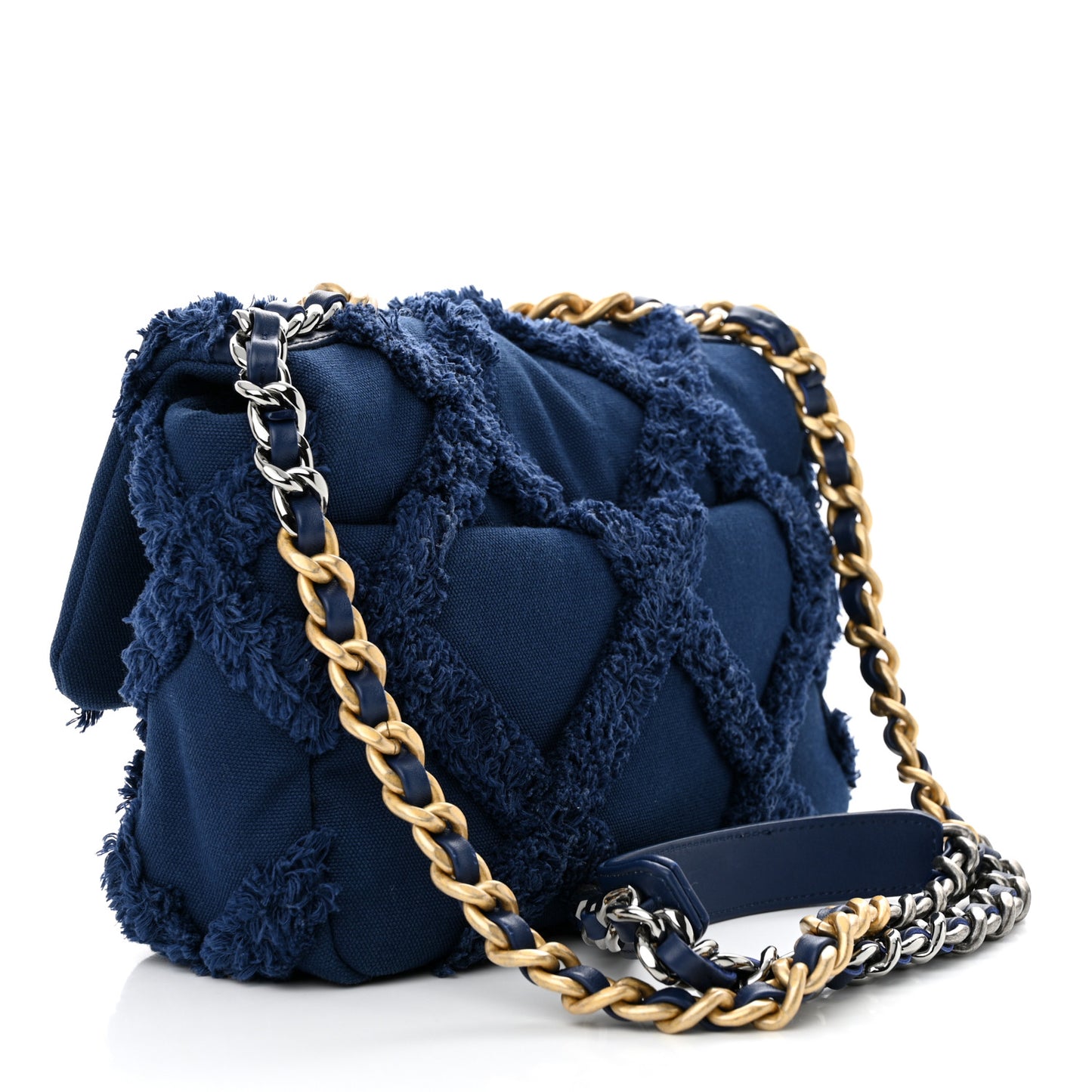 Cotton Canvas Quilted Medium 19 Flap Navy Blue