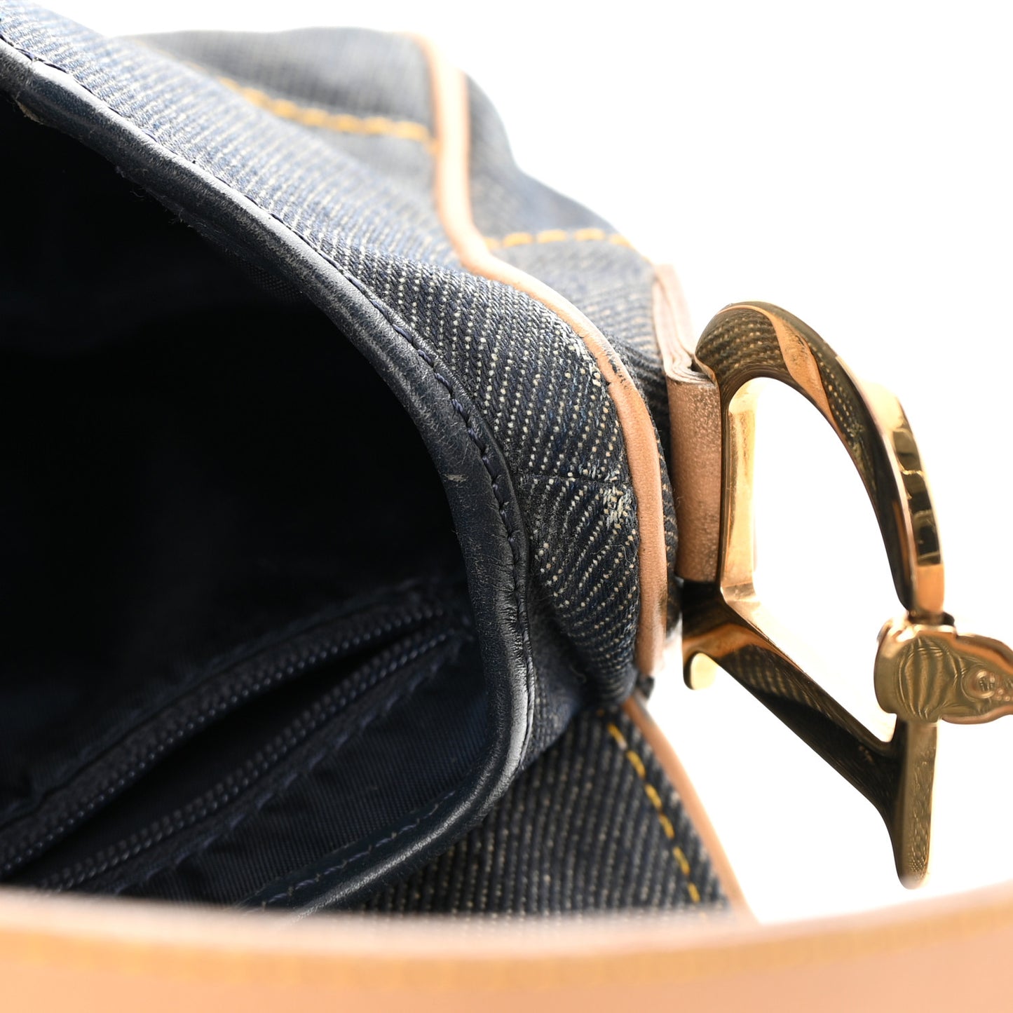 Denim Calfskin Saddle Bag Blue