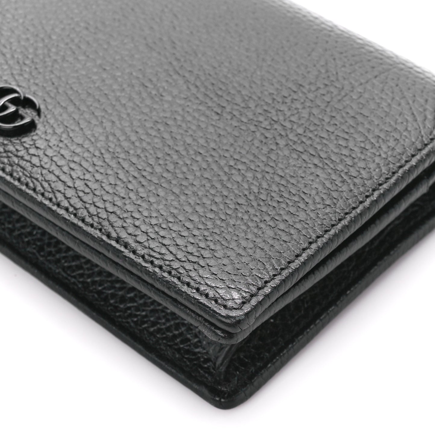 Dollar Calfskin Enamel Monochrome Mini GG Marmont Chain Wallet Black