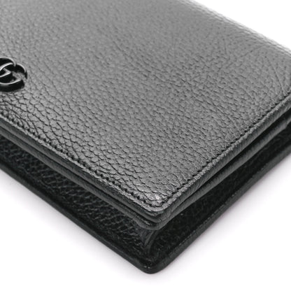 Gucci Dollar Calfskin Enamel Monochrome Mini GG Marmont Chain Wallet Black 10 of 11
