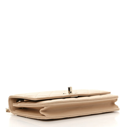 Chanel Lambskin Quilted Trendy CC Wallet On Chain WOC Beige 4 of 12