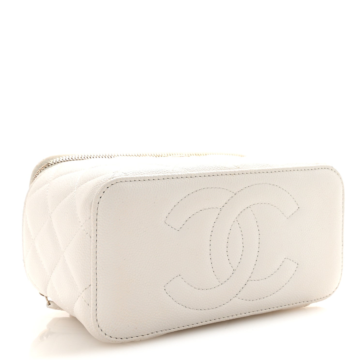 Chanel Caviar Quilted Small Vanity Case With Chain White 4 of 11