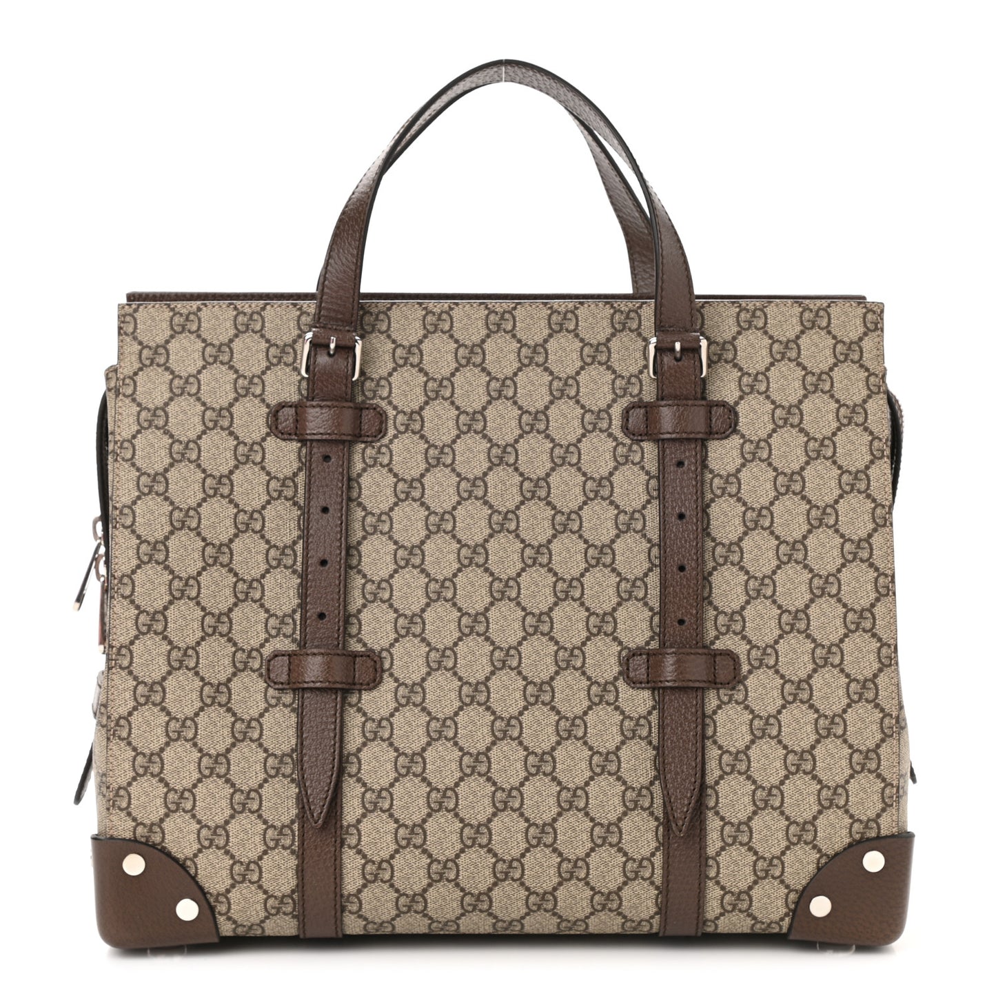 GG Supreme Monogram Textured Dollar Calfskin Medium Detail Tote Beige Ebony New Acero