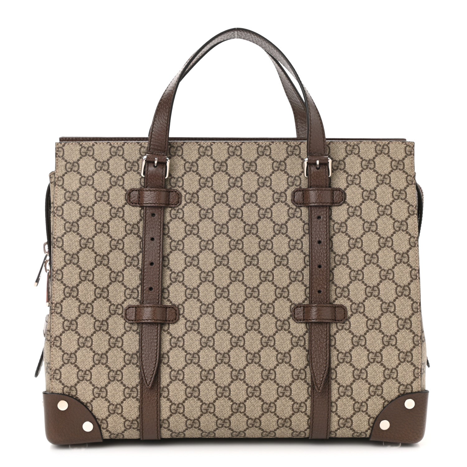 Gucci GG Supreme Monogram Textured Dollar Calfskin Medium Detail Tote Beige Ebony New Acero 1 of 10