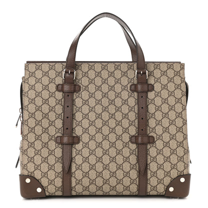 Gucci GG Supreme Monogram Textured Dollar Calfskin Medium Detail Tote Beige Ebony New Acero 1 of 10