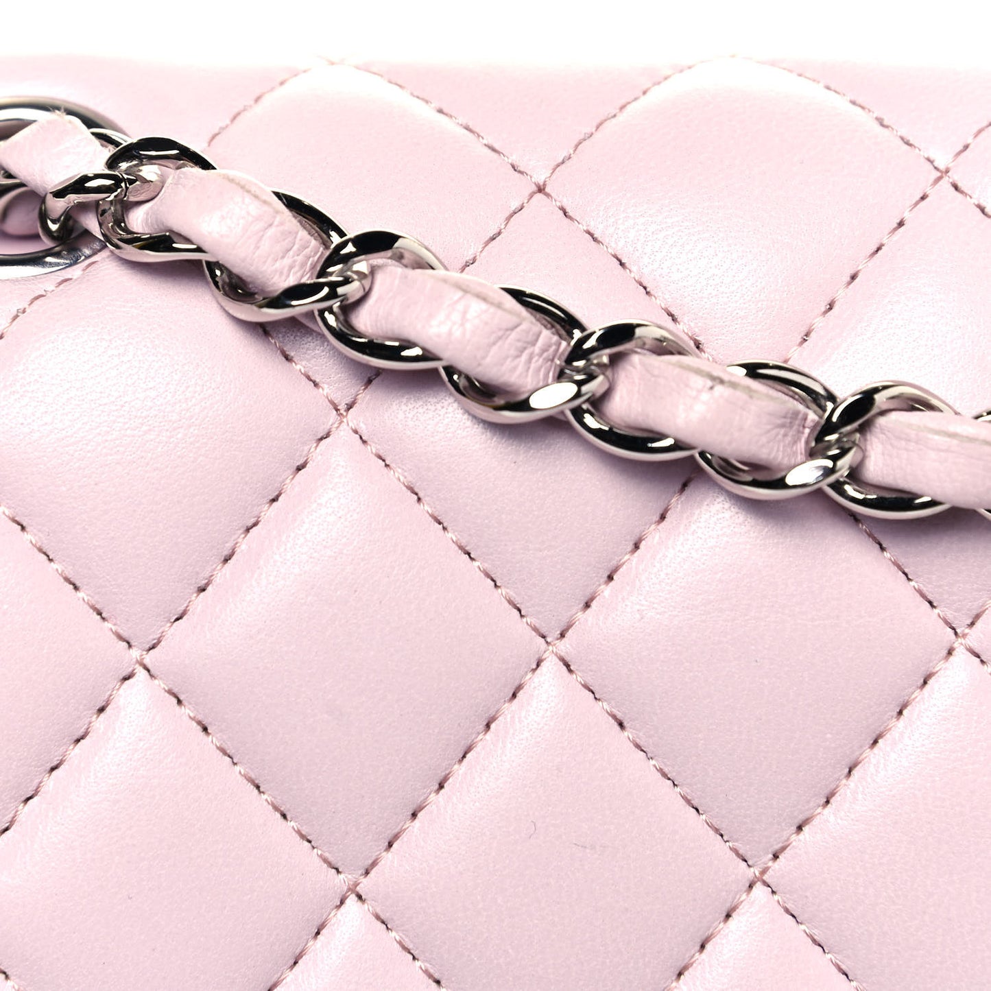 Lambskin Quilted Medium Double Flap Light Pink