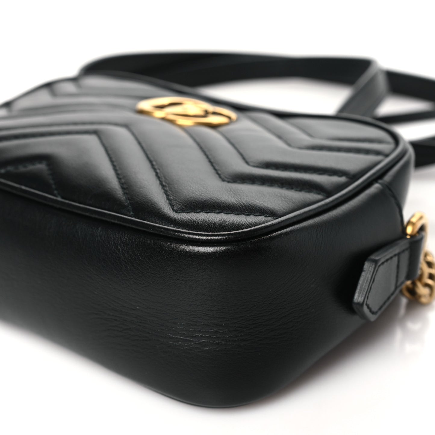 Calfskin Matelasse Mini GG Marmont Chain Shoulder Bag Black