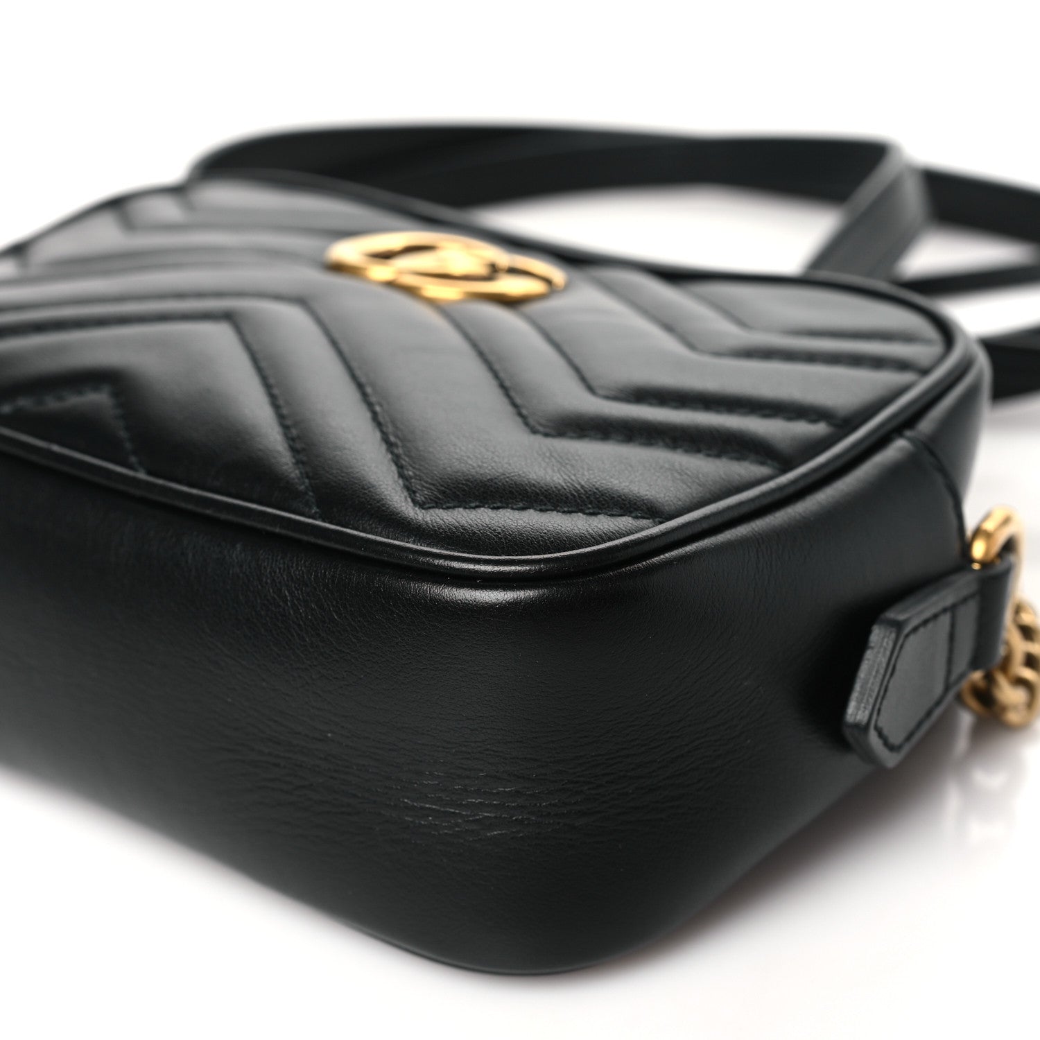 Gucci Calfskin Matelasse Mini GG Marmont Chain Shoulder Bag Black 10 of 10