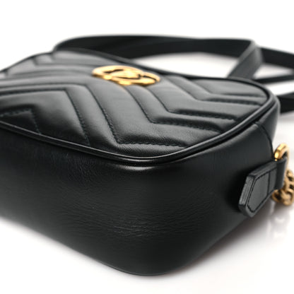 Gucci Calfskin Matelasse Mini GG Marmont Chain Shoulder Bag Black 10 of 10