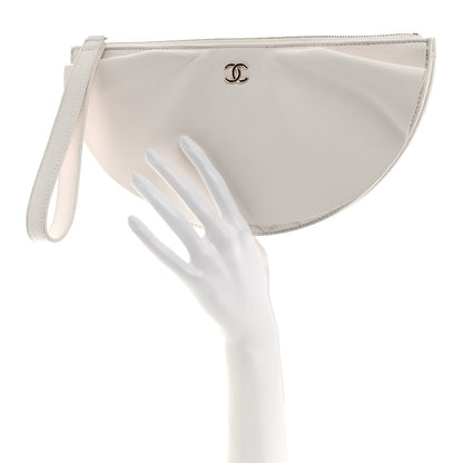 Chanel Lambskin Quilted Wave Clutch White 2 of 8