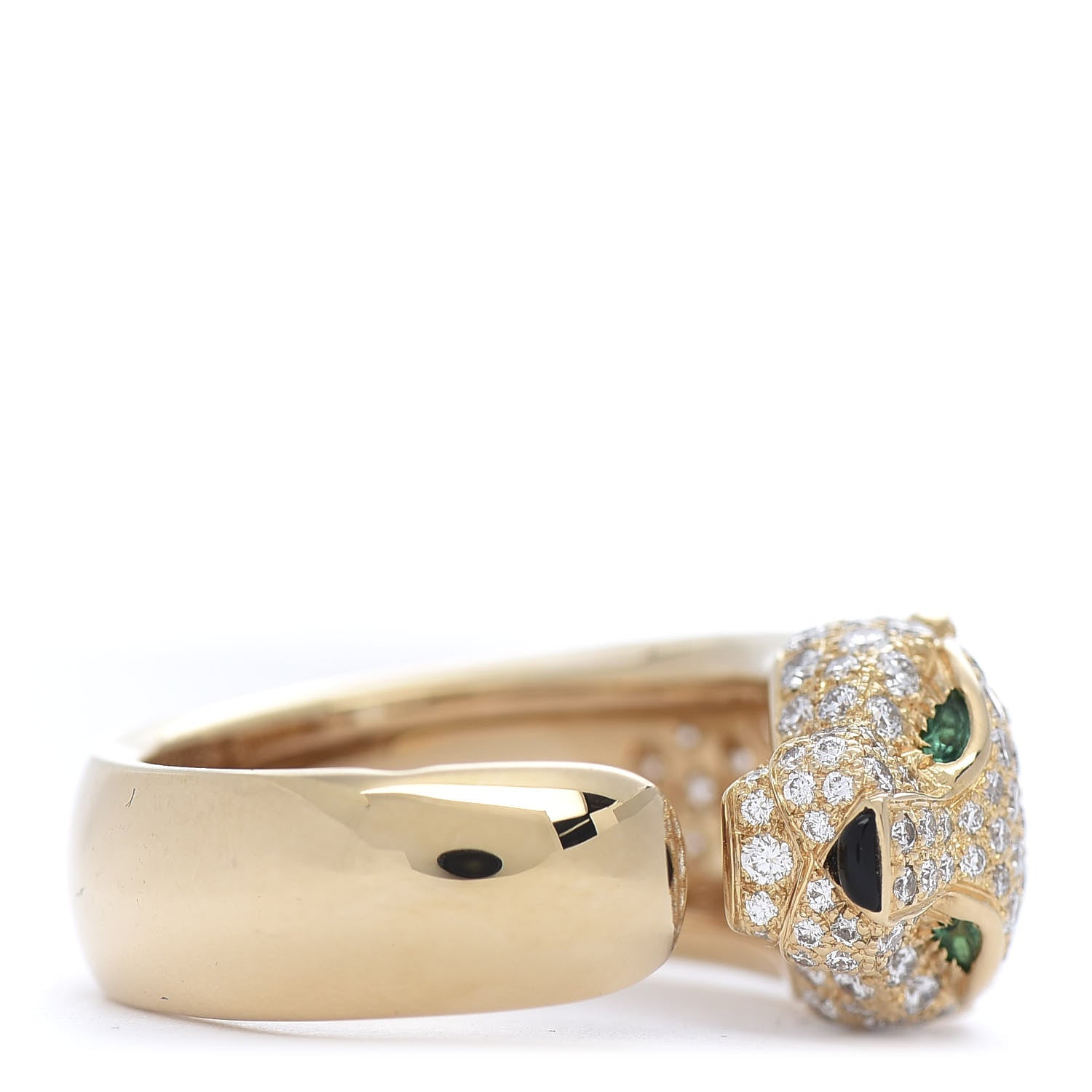 Cartier 18K Yellow Gold Diamond Emerald Panthere De Band Ring 50 5.25 5 of 8
