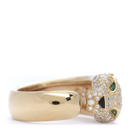 Cartier 18K Yellow Gold Diamond Emerald Panthere De Band Ring 50 5.25 5 of 8