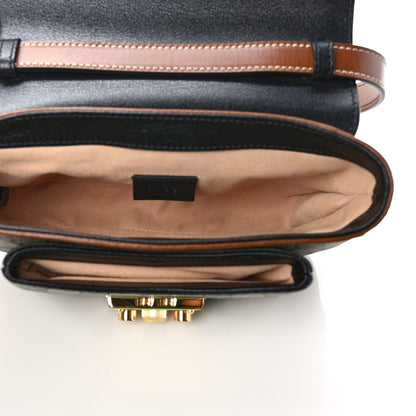 Gucci GG Supreme Monogram Calfskin Padlock Flap Pocket Shoulder Bag Beige Black Cuir 4 of 8