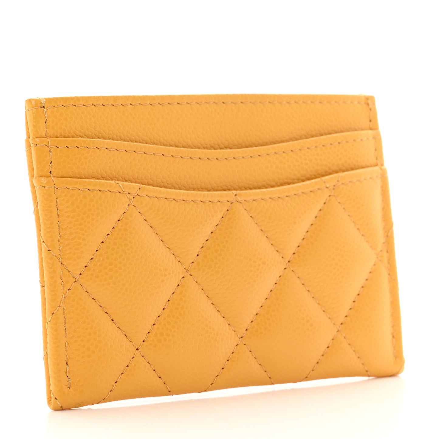Caviar Quilted Card Holder Yellow