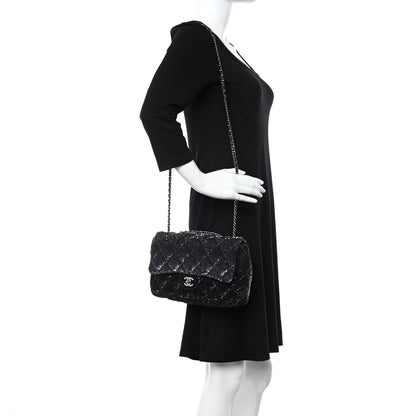 Chanel Sequin Quilted Ombre Medium Flap Black Silver 2 of 12