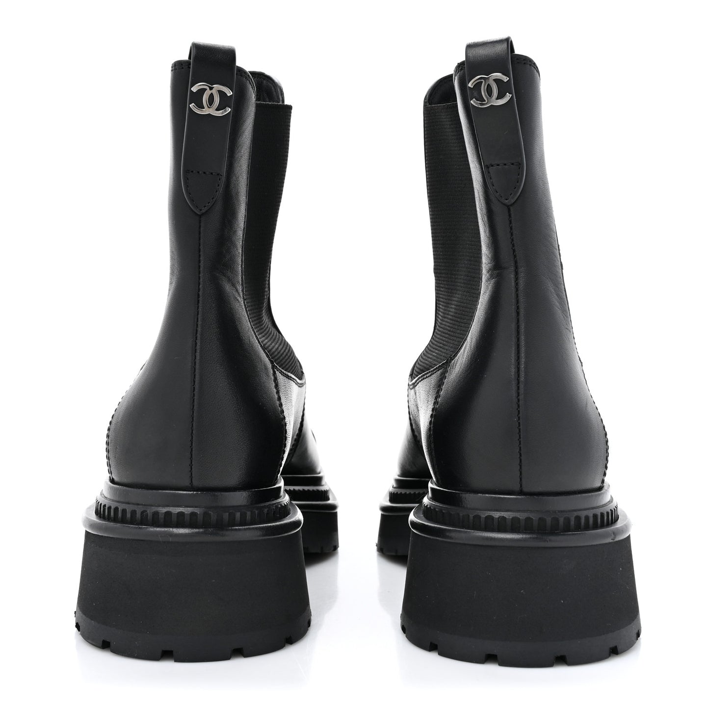 Calfskin Patent Cap Toe Ankle Boots 38 Black