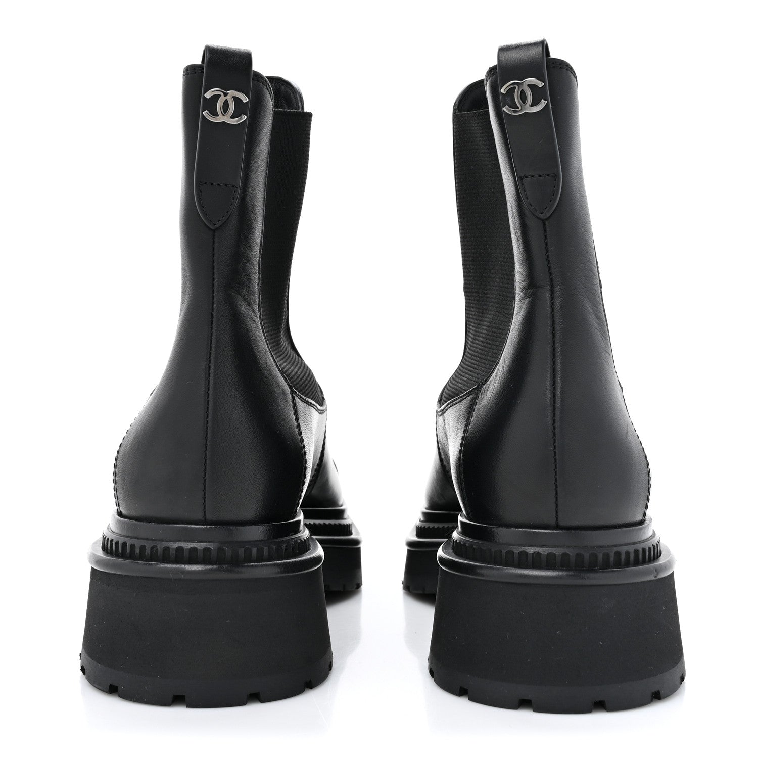 Chanel Calfskin Patent Cap Toe Ankle Boots 38 Black 4 of 9