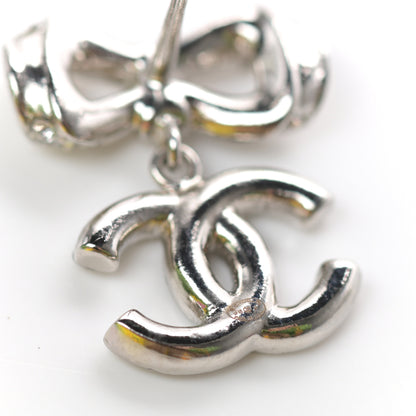 Chanel Crystal CC Bow Dangle Earrings Silver 4 of 4