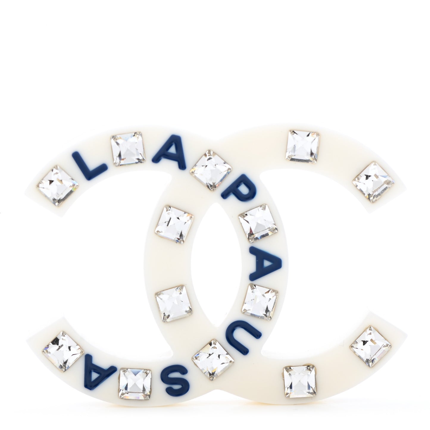 Resin Crystal La Pausa CC Brooch White