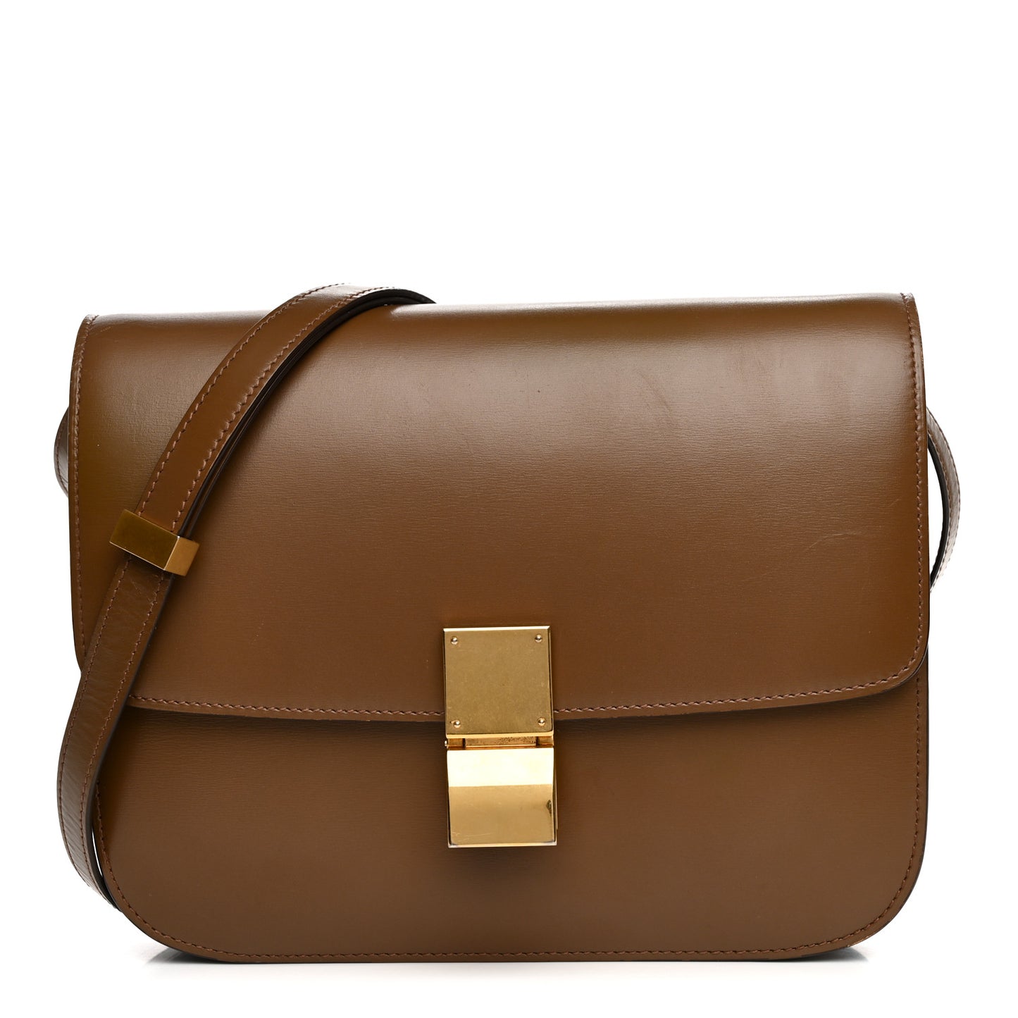 Box Calfskin Medium Classic Box Flap Bag Camel
