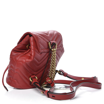 Gucci Calfskin Matelasse GG Marmont Flap Backpack Hibiscus Red 2 of 11