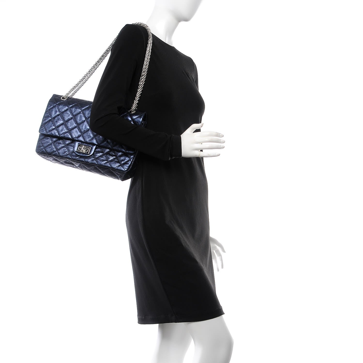 Chanel Metallic Aged Calfskin 2.55 Reissue Flap 227 Blue 2 of 11
