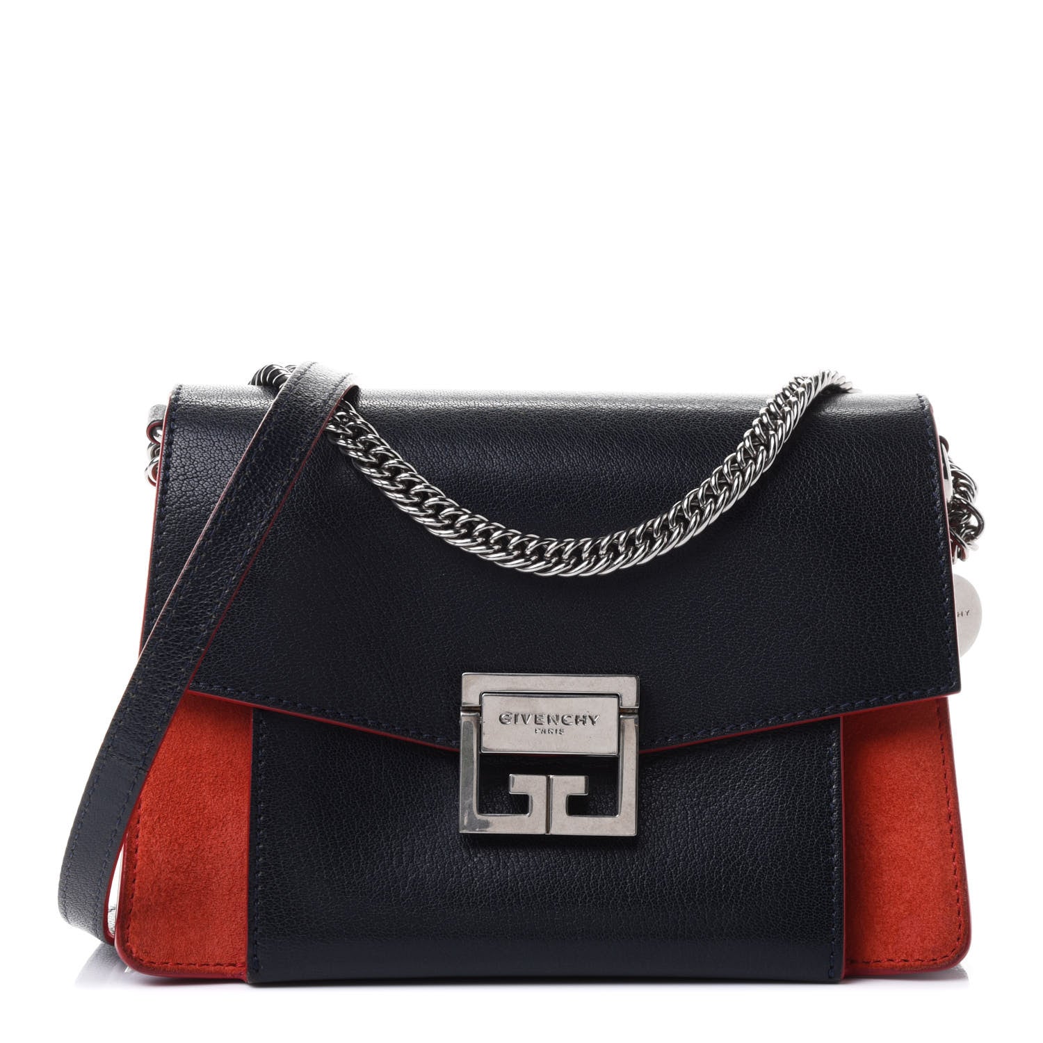 Givenchy Goatskin Suede Small GV3 Shoulder Bag Blue Red 1 of 4