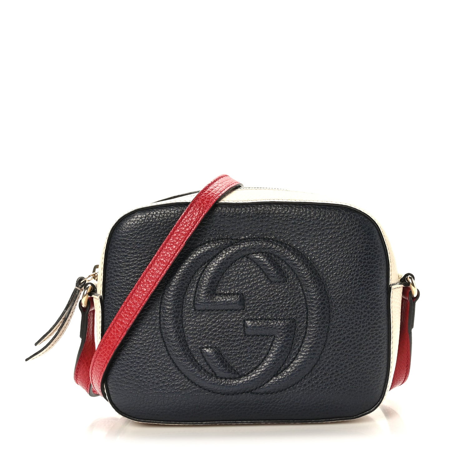 Dollar Calfskin Bi-Color Small Soho Disco Bag Mystic White Black