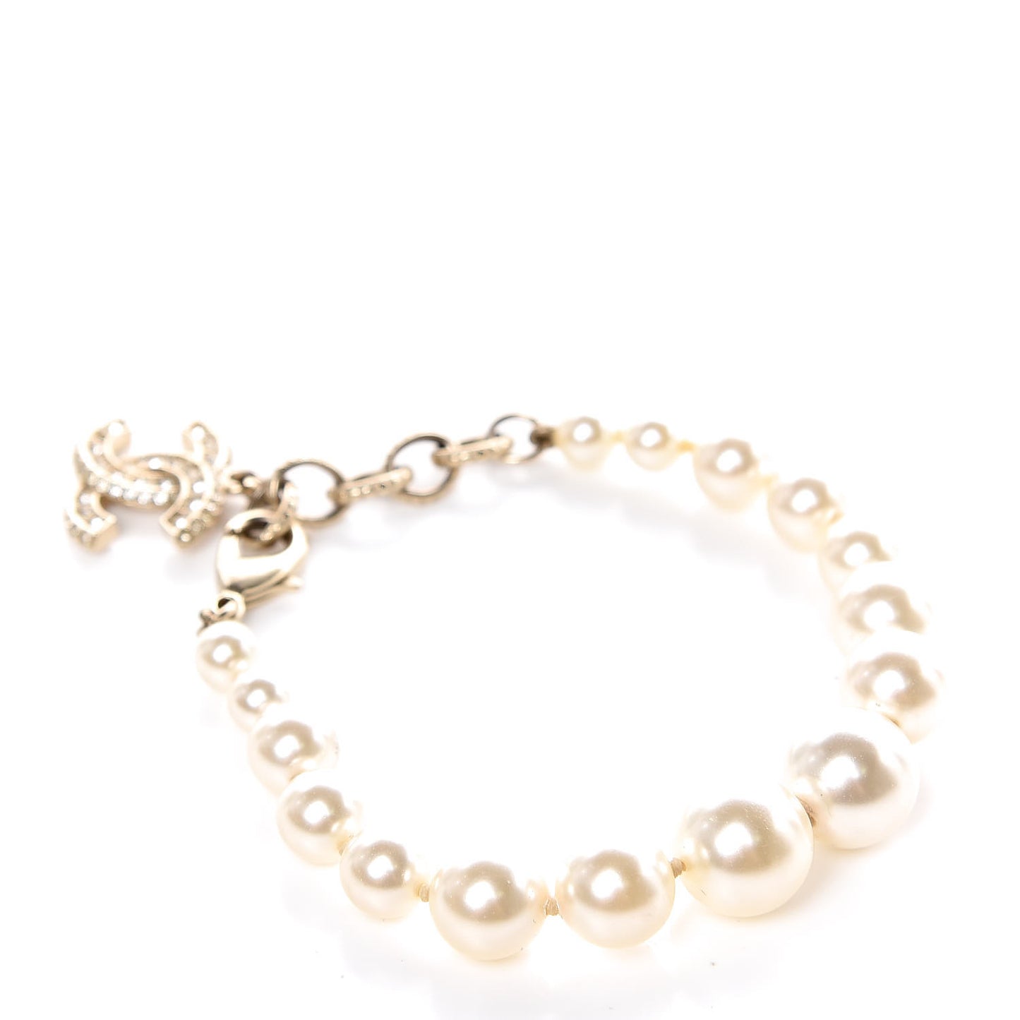 Pearl Crystal CC Bracelet Gold