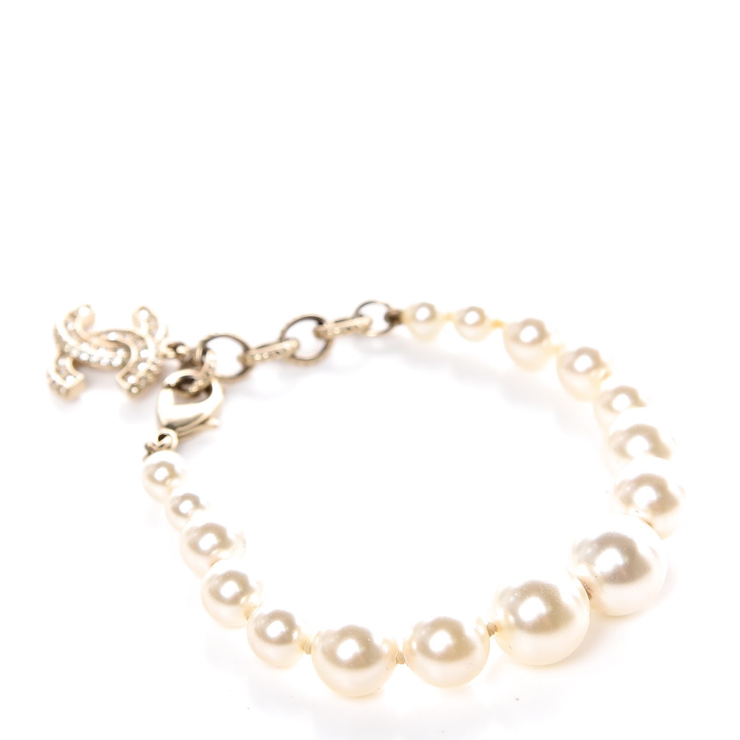 Chanel Pearl Crystal CC Bracelet Gold 3 of 5