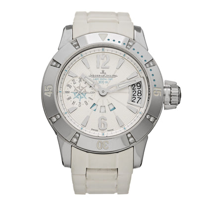 Jaeger-LeCoultre Stainless Steel Rubber Diamond 38mm Master Compressor GMT Automatic Watch White Q1898420 1 of 4