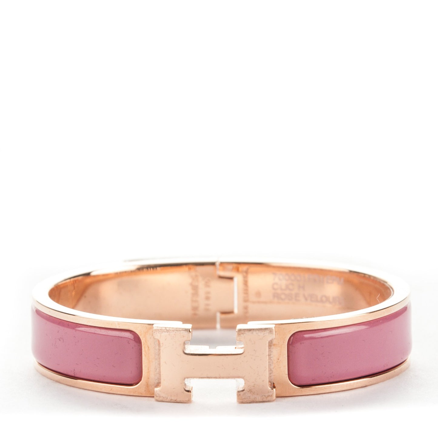 Enamel Narrow Clic Clac H Bracelet PM Rose Velours