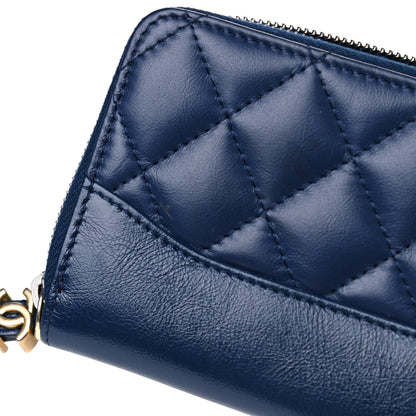 Chanel Aged Calfskin Quilted Small Gabrielle Zip Around Wallet Blue 5 of 5