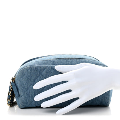 Chanel Denim Quilted Toiletry Case Blue 2 of 8