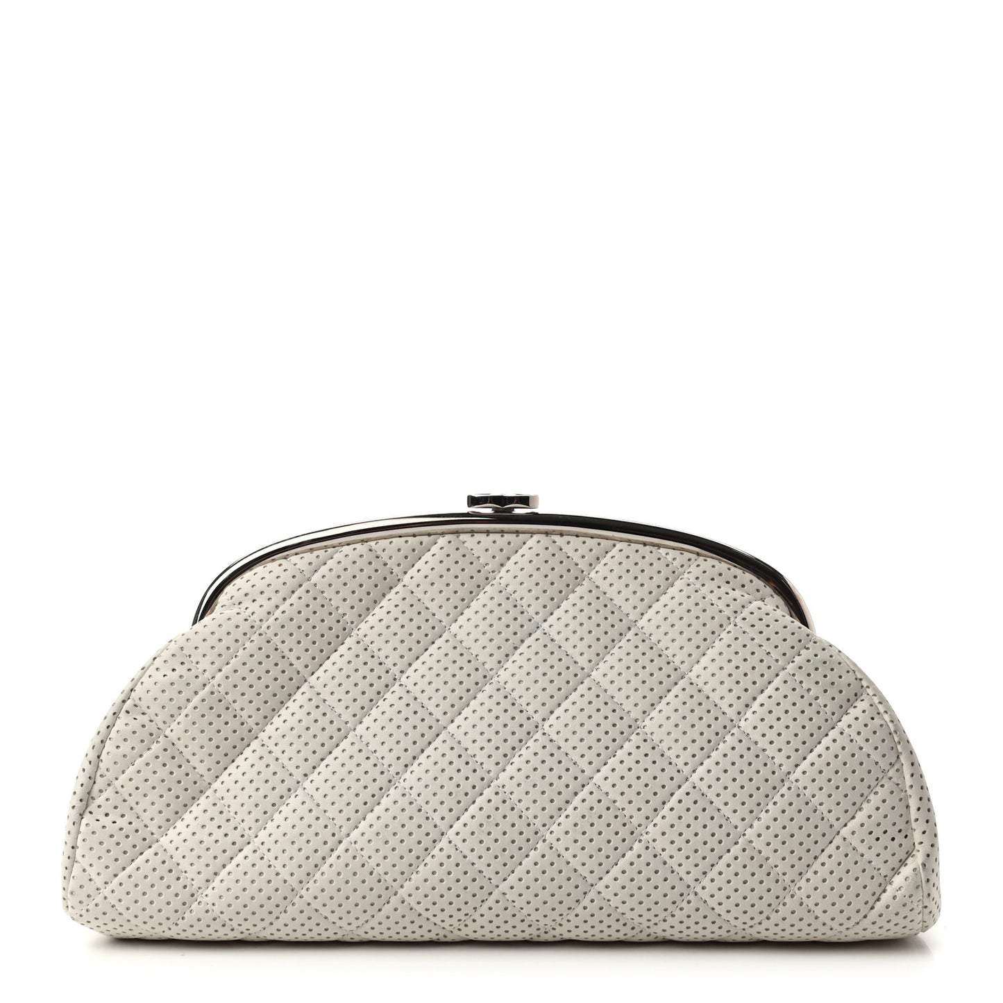Lambskin Perforated Timeless Clutch White